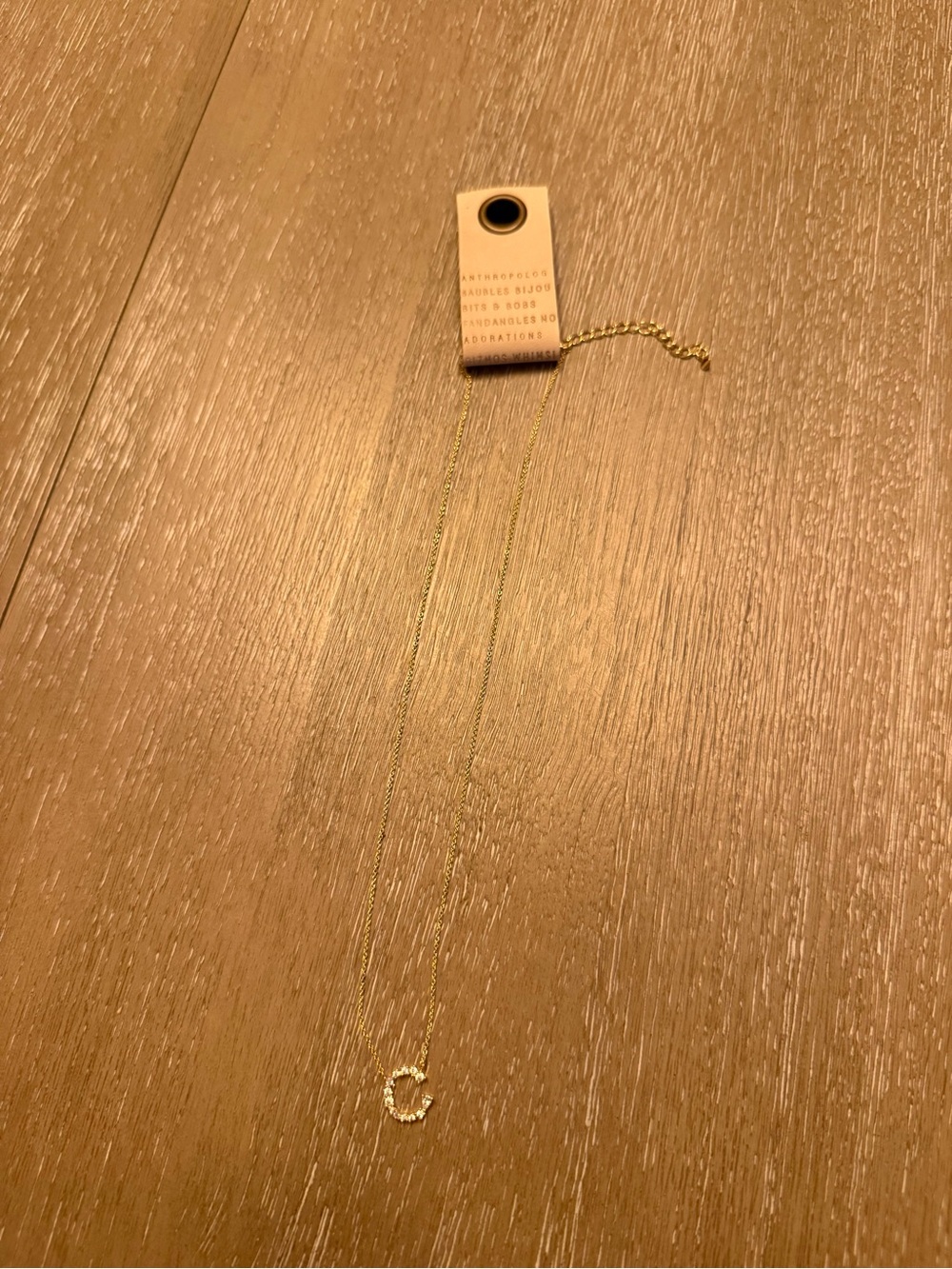 Anthropologie Gold Chain Necklace with Silver “C” Initial